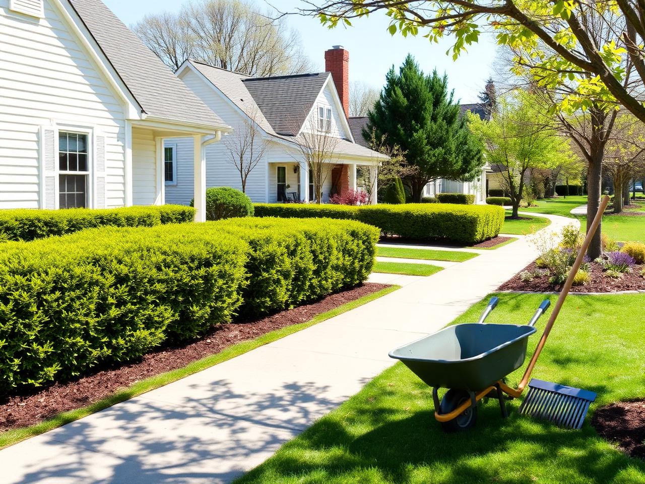 Tidy suburban property after a seasonal cleanup